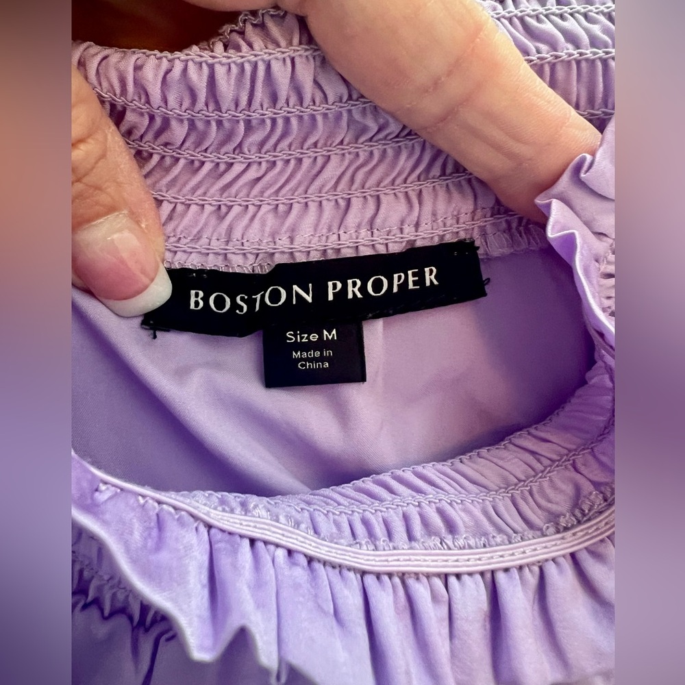 Boston Proper off the shoulder silk dress